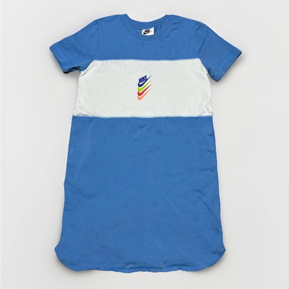 Nike Sportswear DNA Short Sleeve T-Shirt Dress Swoosh Kid Girl Size Small | Blue